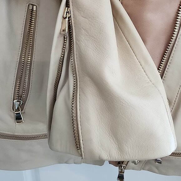 Ann Taylor 100% Leather Vintage Moto Jacket 0 Petite - Picture 4 of 6